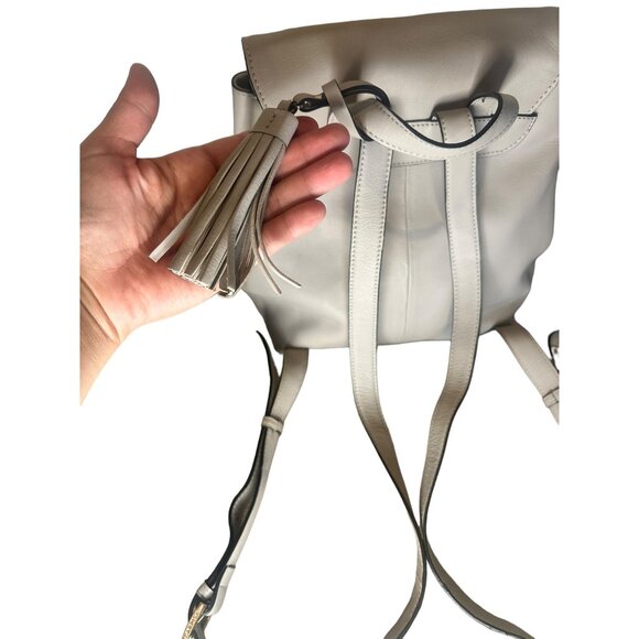 Carpisa Vera Pelle Leather Backpack Tote Beige Tassel Charm Adjustable Straps main image 12